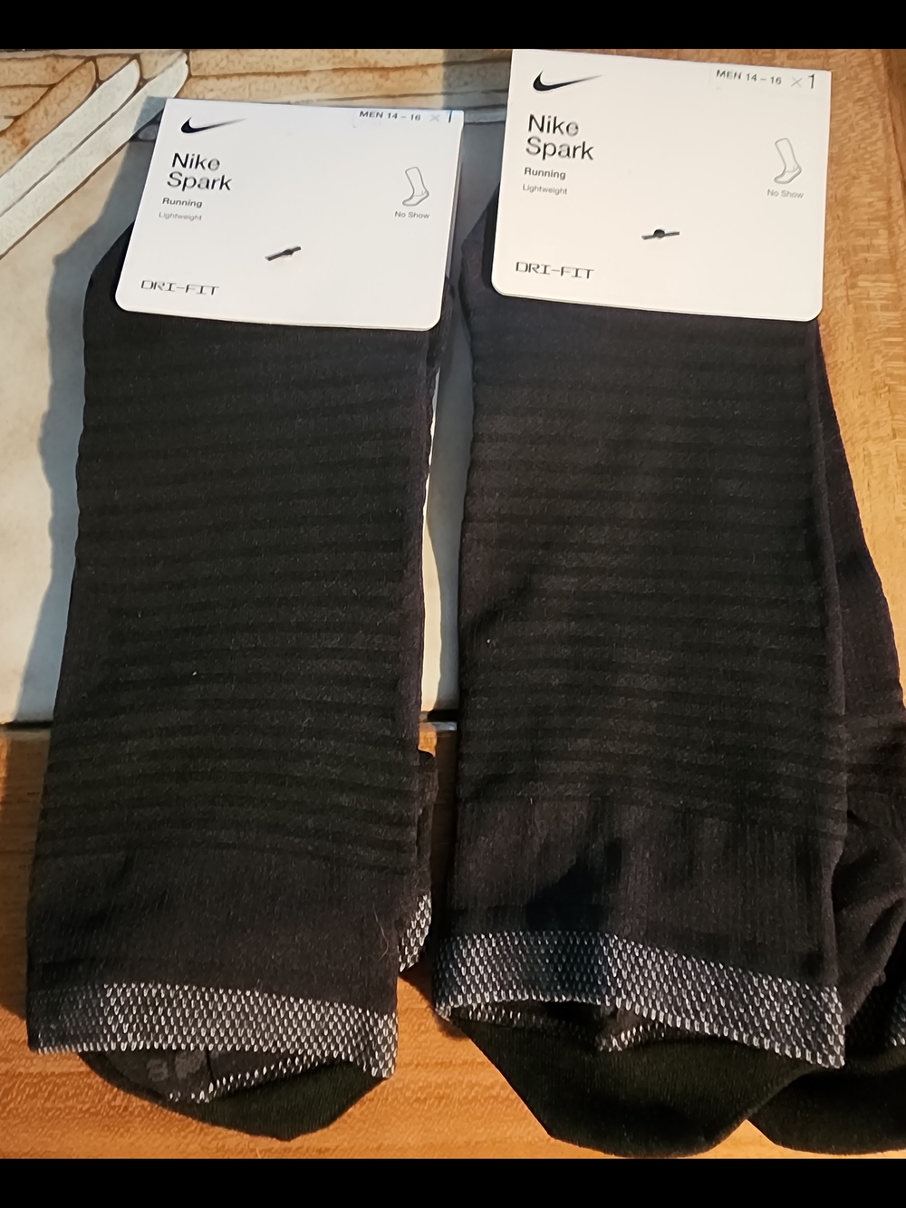 Nike Spark Men's No-Show Running Socks - Black X 2 XL Size 14-16